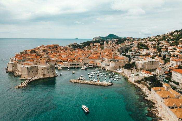 Dubrovnik's old town and harbour on the Adriatic coast